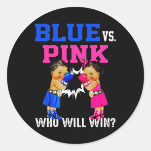 Sticker Rond Révéler le genre Bleu Vs Rose Ethnique Boxe Babies