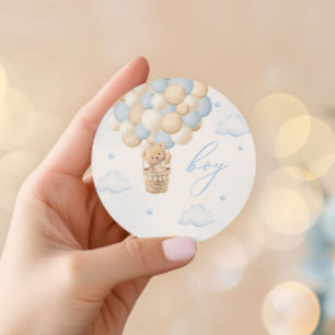 Sticker Rond Révéler le genre Teddy Bear Blue Boy