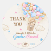 Sticker Rond Révéler le Merci rose bleu (Devant)