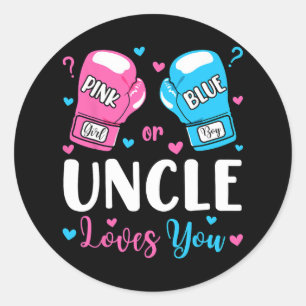 Sticker Rond Révéler Le Sexe Oncle Rose Ou Bleu Vous Aime Boxer