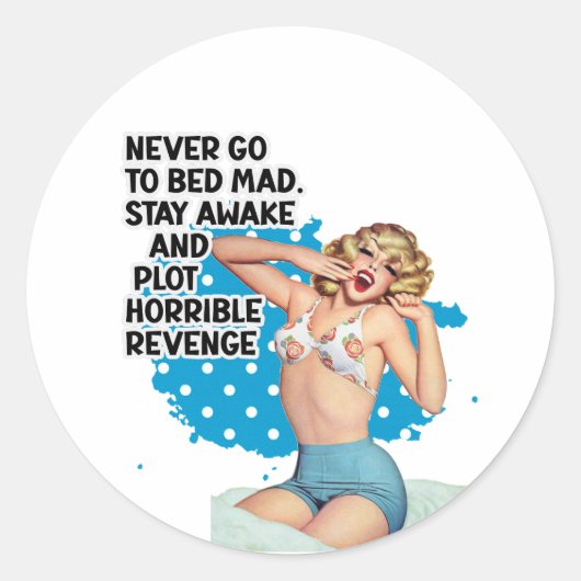 Sticker Rond Revenge Retro Humour de femme de ménage Illustrati (Devant)