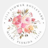 Sticker Rond Rêver rose | Mariage Botanique Adresse de retour (Devant)