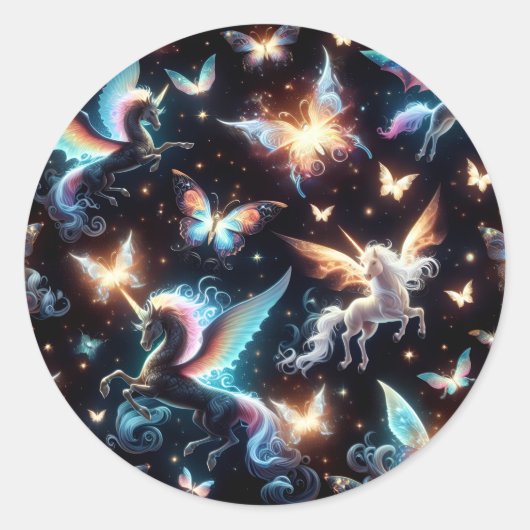 Sticker Rond Rêves de Licorne (Devant)