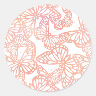 Sticker Rond Rêves de papillons (Pêche)