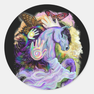 Sticker Rond Rêves équins