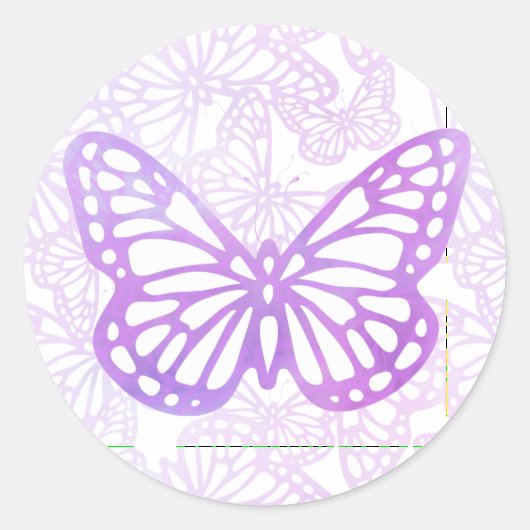Sticker Rond Rêves papillon (Lavande-Single) (Devant)