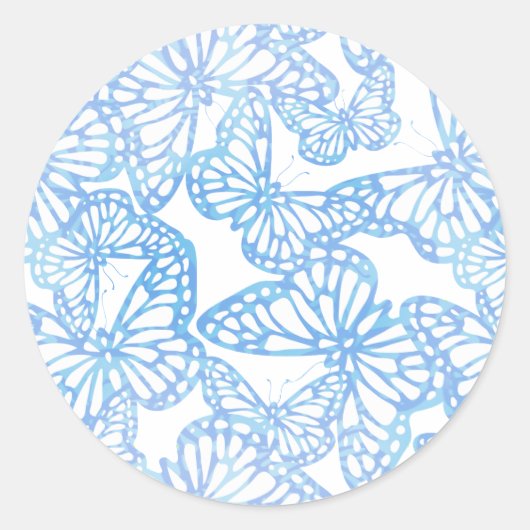 Sticker Rond Rêves papillons (bleu) (Devant)