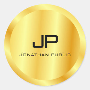 Sticker Rond Revêtement métallique tendance Modèle de Monogramm