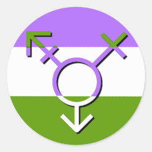 Sticker Rond Révolution des genres LGBTQA Genderqueer non binai