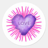 Sticker Rond Révolution violette avec AMOUR (Devant)