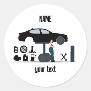 Sticker Rond Revoyez le style de votre garage avec un logo pers