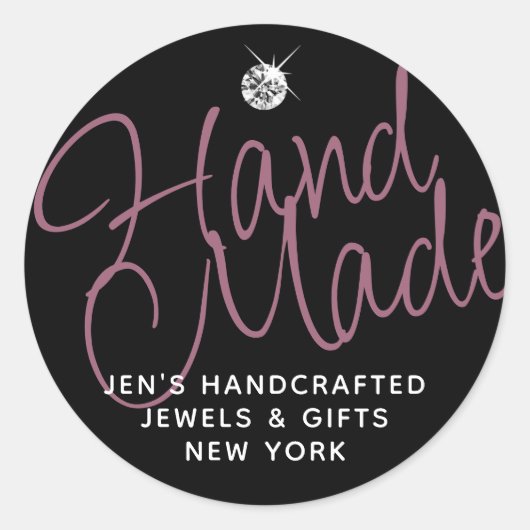 Sticker Rond Rhinestone Noir Noir Clair Élégant Fabriqué À La M (Devant)