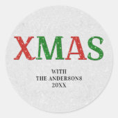 Sticker Rond Rhinestone Parties scintillant Noël Rouge Vert Noë (Devant)