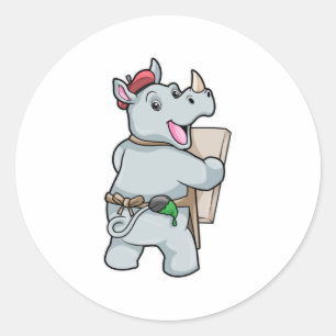 Sticker Rond Rhino à la peinture avec des couleurs