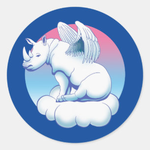 Sticker Rond Rhino Angel - Sensibilisation à la conservation d