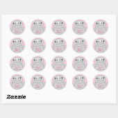 Sticker Rond Rhino Baby shower rose (Feuille)