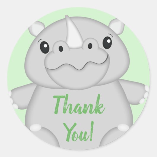 Sticker Rond Rhino Baby shower Safari (Devant)