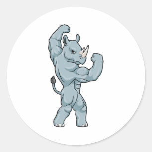 Sticker Rond Rhino comme Bodybuilder extrême