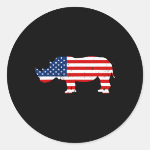 Sticker Rond Rhino Lover Rhinoceros Horn Safari Faune Indeme