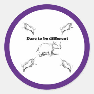 Sticker Rond Rhino Parmi les licornes Oser être un autre dessin