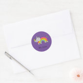 Sticker Rond Rhino Rainbow Funny Cute Kids Rhinoceros (Enveloppe)