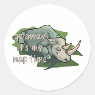 STICKER ROND RHINOCEROS DORMIR