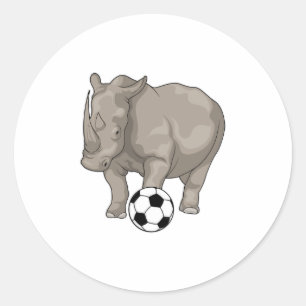 Sticker Rond Rhinocéros Soccer