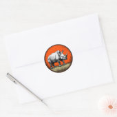 Sticker Rond Rhinocéros stylisé art audacieux de la faune sauva (Enveloppe)