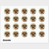 Sticker Rond Rhodesian Ridgeback African Lion Chien tête verte (Feuille)