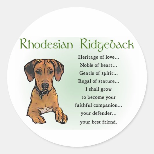 Sticker Rond Rhodesian Ridgeback Cadeaux (Devant)