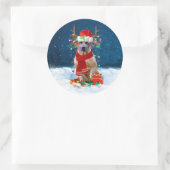 Sticker Rond Rhodesian Ridgeback Chien dans neige cadeau de Noë (Sac)