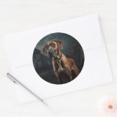 Sticker Rond Rhodesian Ridgeback Halloween effrayant (Enveloppe)
