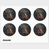 Sticker Rond Rhodesian Ridgeback Halloween effrayant (Feuille)