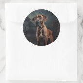 Sticker Rond Rhodesian Ridgeback Halloween effrayant (Sac)