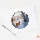 Sticker Rond Rhodesian Ridgeback Qu'il neige Noël (Enveloppe)