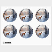 Sticker Rond Rhodesian Ridgeback Qu'il neige Noël (Feuille)
