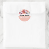 Sticker Rond Rhododendron, bold typography peach-pink wedding (Sac)