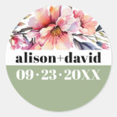 Sticker Rond Rhododendron branch and bold typography wedding (Devant)