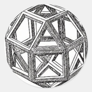 Sticker Rond Rhombicuboctahedron, Léonard de Vinci