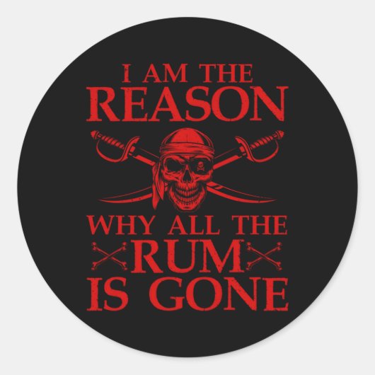 Sticker Rond Rhum Pour Alcool Rhum Pirate Boire (Devant)