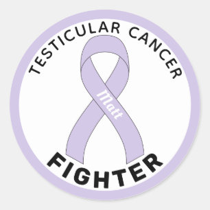 Sticker Rond Ribbon blanc de lutte contre le cancer testiculair