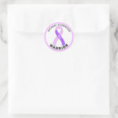 Sticker Rond Ribbon blanc du guerrier du syndrome d'Aicardi (Sac)