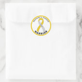Sticker Rond Ribbon blanc guerrier de la maladie de Meniere (Sac)
