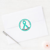 Sticker Rond Ribbon blanc pour guerrier de fibrose hépatique co (Enveloppe)