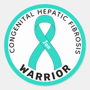 Sticker Rond Ribbon blanc pour guerrier de fibrose hépatique co