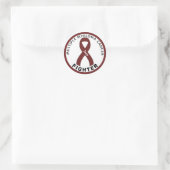 Sticker Rond Ribbon de lutte contre le myélome multiple blanc (Sac)