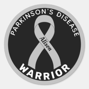 Sticker Rond Ribbon du guerrier de la maladie de Parkinson noir