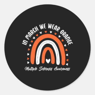 Sticker Rond Ribbon mignon orange Ms Warrior Sclérose multiple