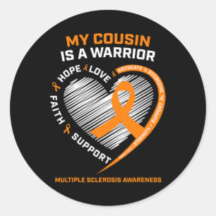 Sticker Rond Ribbon Ms Warrior Cousin Multiple Sclerosis Award