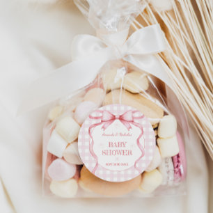 Sticker Rond Ribbon pour bébé rose pâle Bébé fille Douche